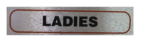 Ladies Restroom Sign - High Brushed Metallic Adhesive 17x4cm