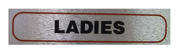 Ladies Restroom Sign - High Brushed Metallic Adhesive 17x4cm