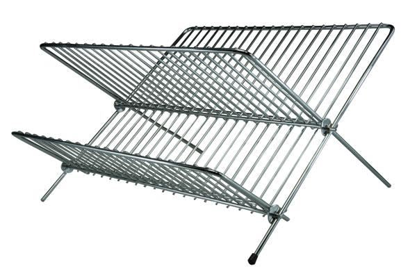 Chrome Dish Drainer - Compact Folding Design for 21 Plates | AP2684