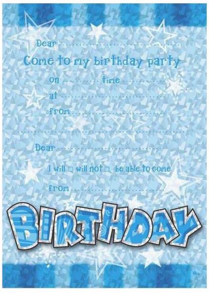 14 HAPPY BIRTHDAY INVITES ENVELOPES BLUE. DP08025
