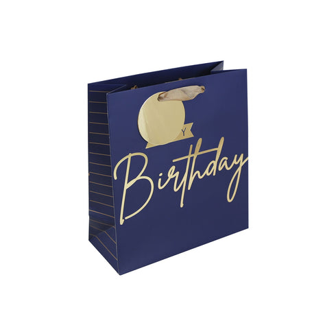 EUROWRAP NAVY HAPPY BIRTHDAY MEDIUM GIFT BAG APX 22 X 10 X 25 CM. 35401-3C