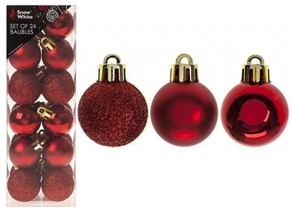 SNOWWHITE RED MINI BAUBLES 24/PK. PI513330R