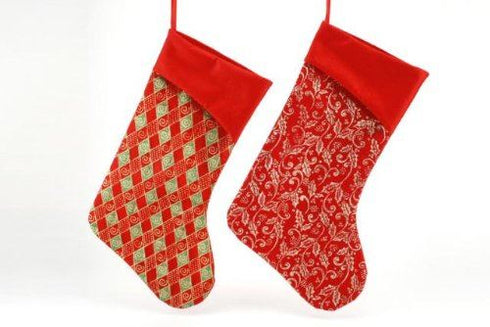 FANCY CHRISTMAS / XMAS GLITTER STOCKING 2/PK ( I.E SANTA SACK IDEAL PRE- CHRISTMAS GIFT). SD319