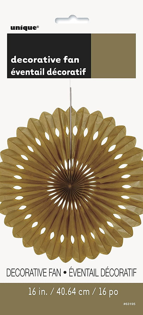 Gold Tissue Paper Fan Decoration 40cm - Elegant Party Decor