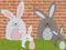 EASTER ASSORTED COLOUR CHUNKY BUNNY AND EGG WOODEN DECORATION. DP06663