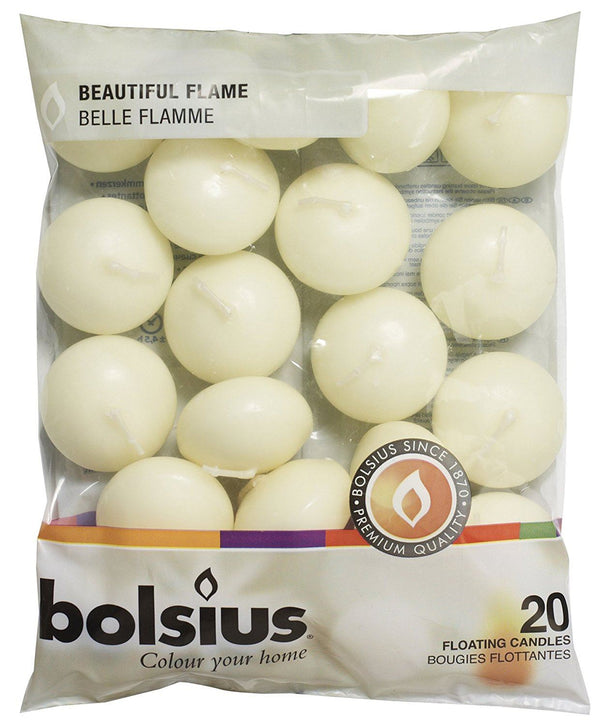 BOLSIUS FLOATING CANDLE IVORY PACK OF 20. 103632053705