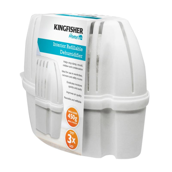 KINGFISHER INTERIOR REFILLABLE DEHUMIDIFER 1 LITTER WITH 450 POUCH. DHS2