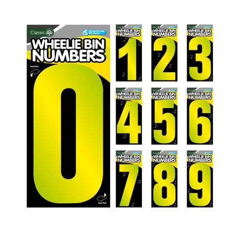 ROWAN HIGH VISIBILITY YELLOW REFLECTIVE WHEELIE BIN NUMBER - 9. H/Y.09
