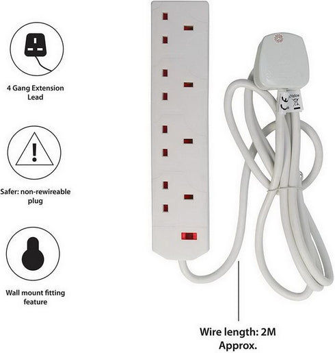 Daewoo Extension Lead 4 Gang 2M Cable - Durable & Safe