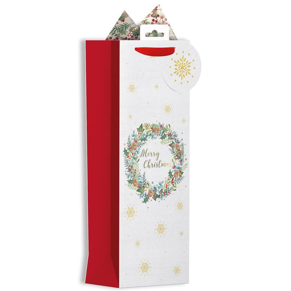 CHRISTMAS BOTTLE GIFT BAG - WREATH. XALGB30B