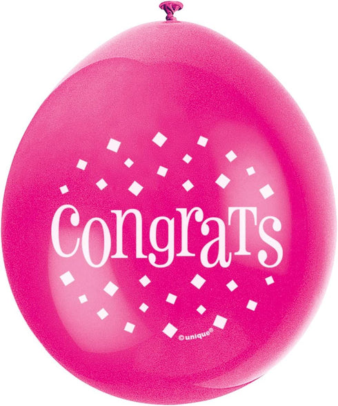 Congratulations Balloons - Multicolour Latex 10 Pack | UNI56061