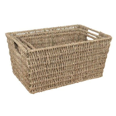 Seagrass Storage Baskets - JVL Set of 3 with Handles