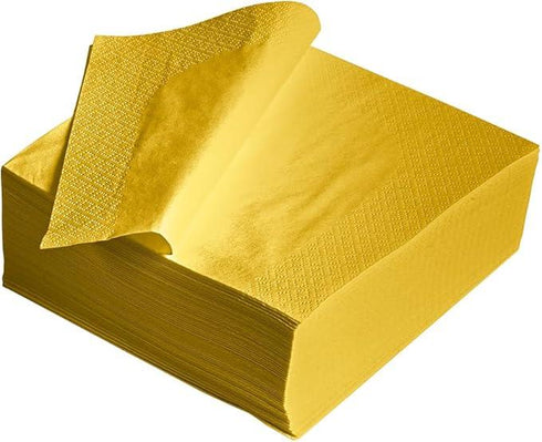 BULKY SOFT 2PLY 4 FOLD NAPKINS 40CM X 40CM 100/PK - YELLOW. 32078