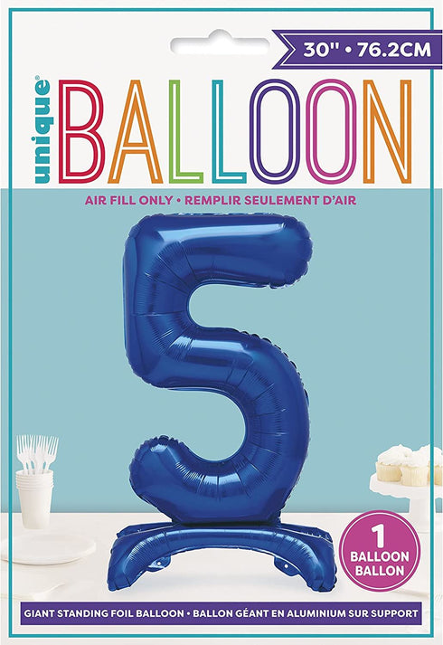 Giant Number 5 Balloon - Blue 76cm UNI12885 | Unique Party