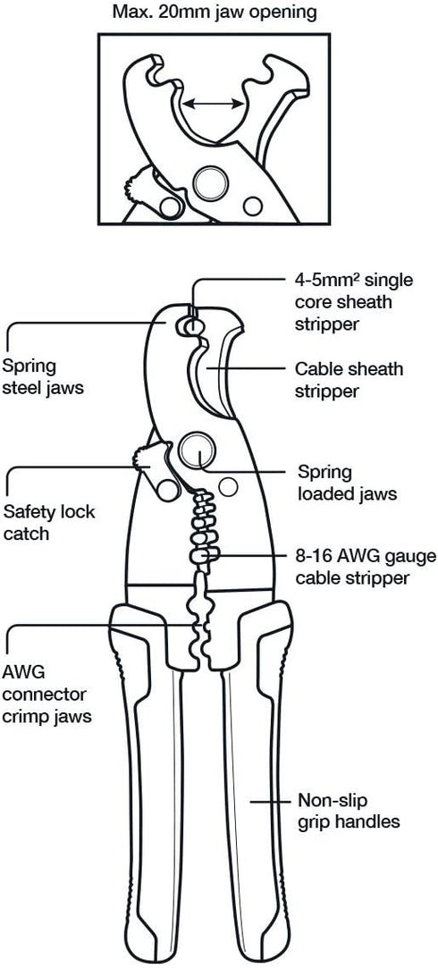 AMTECH Wire Stripper with Crimper AMB4290 - Top Quality Tool