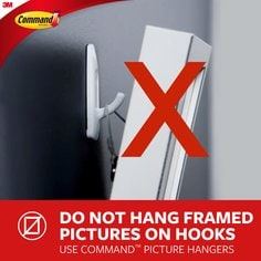 COMMAND 17011UKN X-LARGE WHITE UTILITY HOOK WITH 3 STRIPS. WL4404