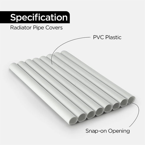 Radiator Pipe Covers - BLACKSPUR 15MM White Sleeves Pack of 8