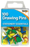 Coloured Drawing Pins - 100 Tiger Essential T301580
