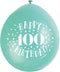 100th Birthday Balloons - Multicolour Latex Pack | UNI56059