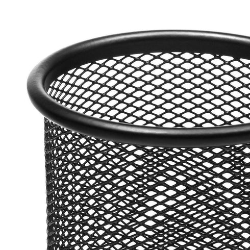 Metal Mesh Pen Holder - Sleek Black Desk Organizer JL3599