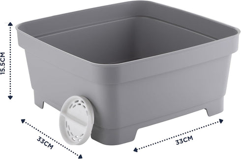 MINKY WASHING UP BOWL WITH SINK PLUG STRAINER SQUARE GREY 11L. VC10000106