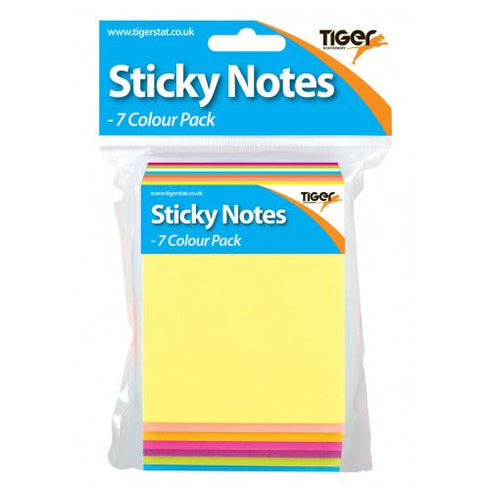 TIGER NEON COLOUR STICKY NOTES PAD 7/PK. T302191