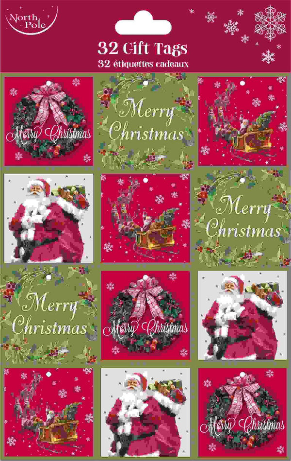 NORTH POLE CHRISTMAS TRADITIONAL GIFT TAGS 32/PK. X29697GTCC