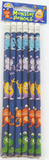 MONSTER ALIEN THEME PENCILS WITH ERASER - 1 PACK. 150166