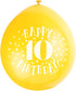 10th Birthday Balloons - Multicolour Pack of 10 | UNI56044
