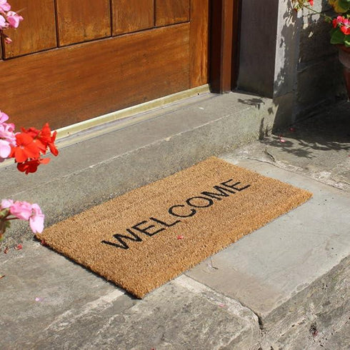 JVL WELCOME PVC BACKED COIR ENTRANCE DOOR MAT BROWN 33.5 X 60 CM. 02-424