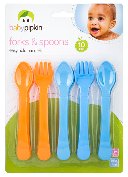 BABYPIPKIN EASY TO HOLD BABY FORKS AND SPOONS SET 10/PK. Z66000