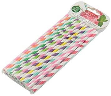 APOLLO FLEXI PAPER STRAWS STRIPE PK40 ASS COLOUR. AP9047