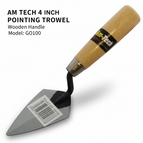 AM-TECH 4" POINTING TROWEL WITH WOODEN HANDLE. G0100