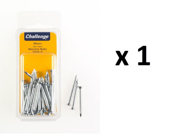 Masonry Nails 40mm - Zinc Plated, Durable 40 Pack FS40276