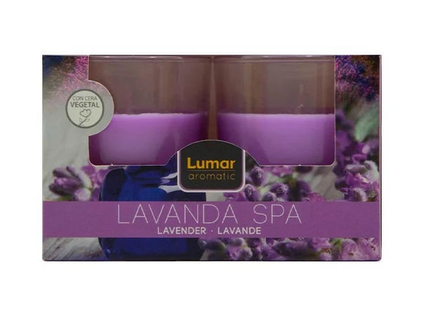 LUMAR AROMATIC LAVENDER GLASS CANDLE JAR 2/PK. PS109103