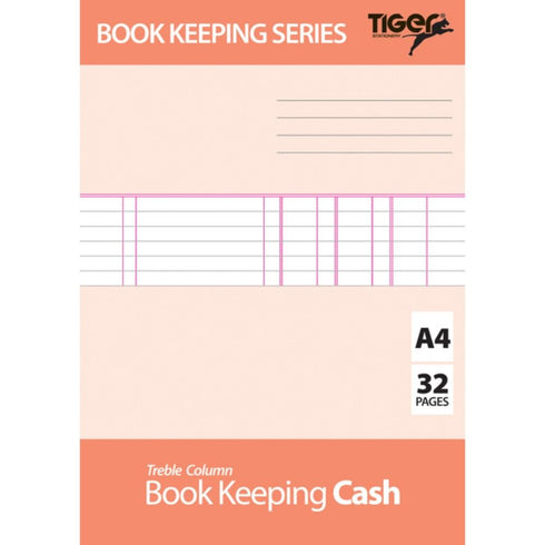 Cash Book Ledger - TIGER A4 Treble Column 32 Pages T302299