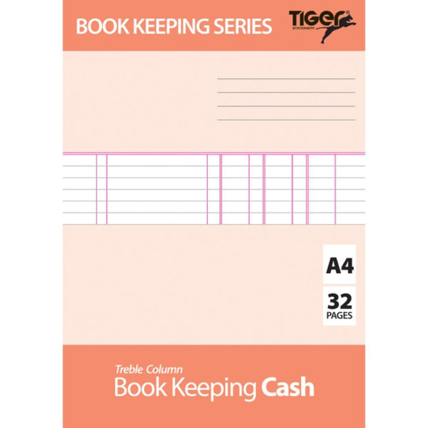 Cash Book Ledger - TIGER A4 Treble Column 32 Pages T302299