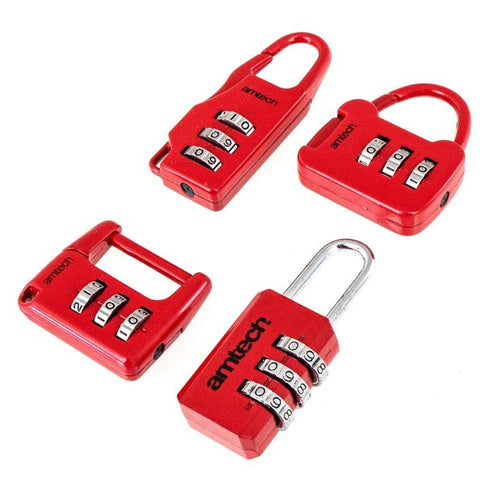 Combination Padlock Set - AMTECH COMBINATION PADLOCK SET 4/PK