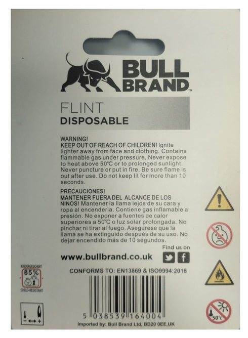 Disposable Lighters Pack - BULL BRAND Assorted Flint 6/PK 3309