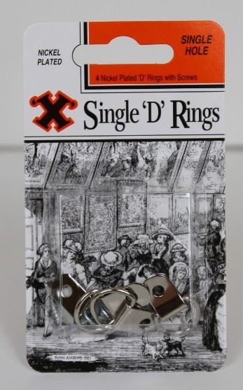 D Ring Hardware - SHAW Nickel Plated Single Whole with Screws 4/PK