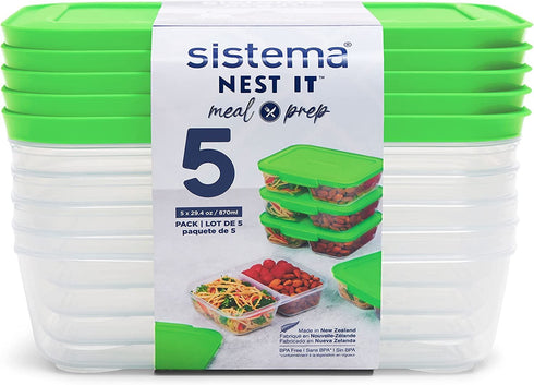 SISTEMA NEST IT MEAL PREP COMPARTMENT CONTAINERS 870ML 5/PK. SIS59165