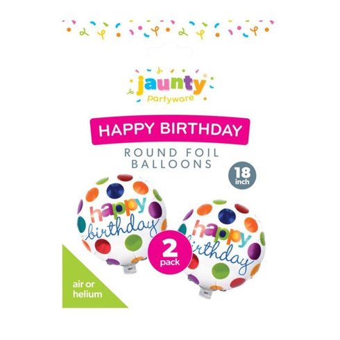 JAUNTY HAPPY BIRTHDAY 18" ROUND FOIL BALLOONS 2/PK. OL324175