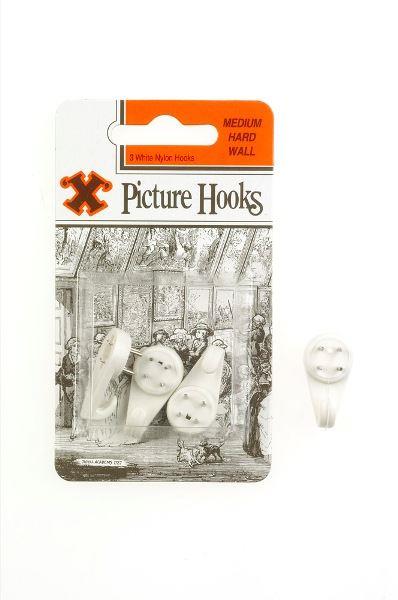 White Picture Hooks - SHAW X Medium Hard Wall 3/Pack FS12828