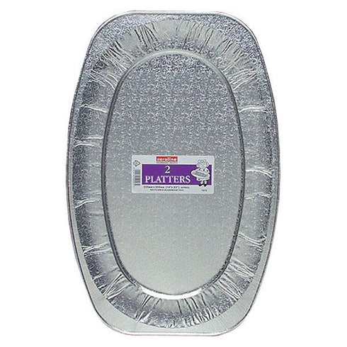 Silver Foil Platter Large 22-inch - Elegant Serving Pack of 2