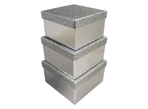 SILVER GLITTER GIFT BOXES 3/PK. X27984BXCC