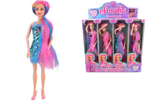 ASSORTED JOINTED HAIR SEQUIN DRESS DOLL. TY0836
