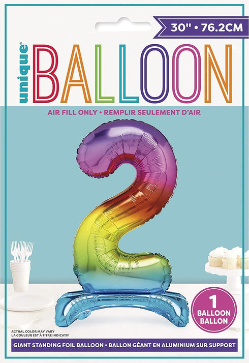 Giant Number Balloon - Rainbow Foil Number 2 for Parties | UNI13262
