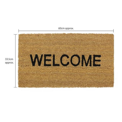 JVL WELCOME PVC BACKED COIR ENTRANCE DOOR MAT BROWN 33.5 X 60 CM. 02-424