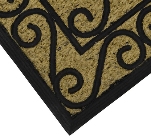 Scraper Door Mat - JVL Woven Tuffscrape 45x75cm Scroll Design