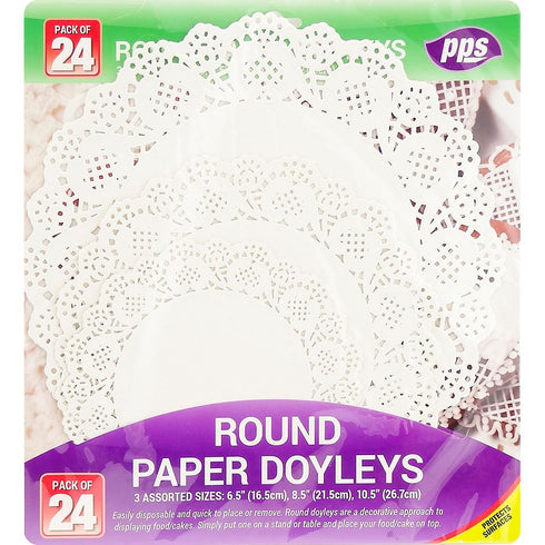 Round Paper Doilies - PPS Assorted Doyleys 24 Pack PPS94009